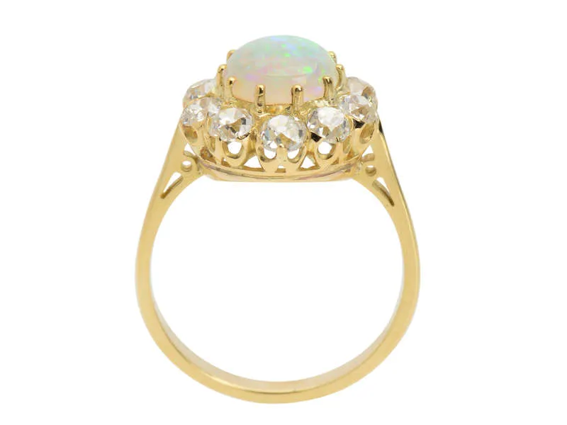 Edwardian Opulence - Opal Diamond Cluster Ring