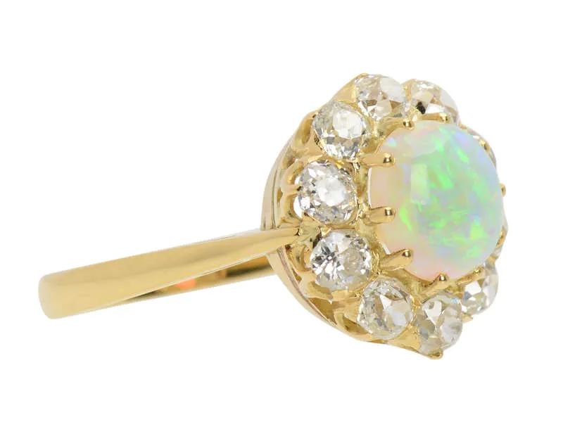 Edwardian Opulence - Opal Diamond Cluster Ring