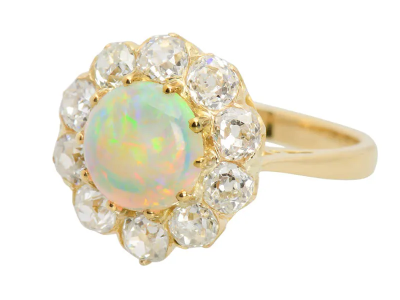 Edwardian Opulence - Opal Diamond Cluster Ring