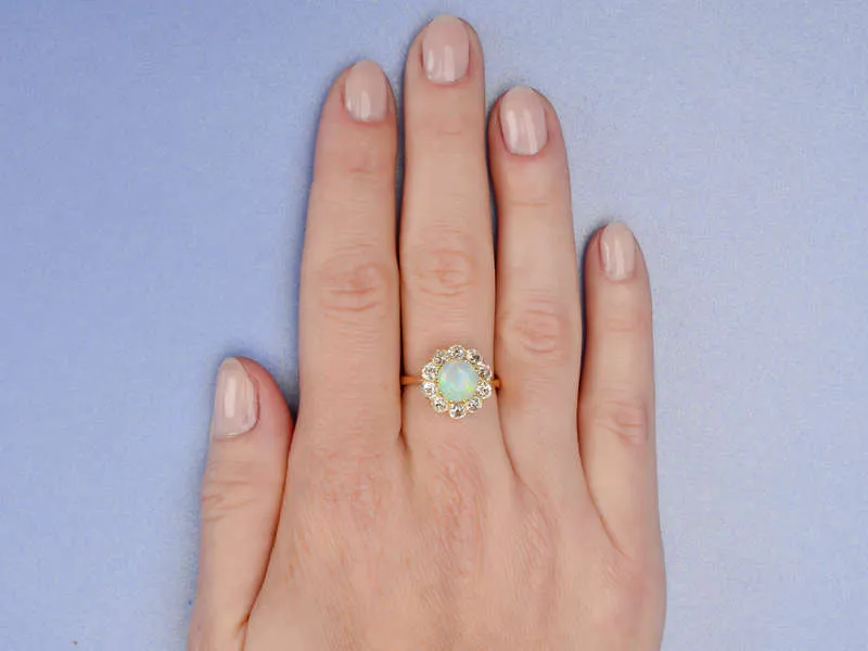 Edwardian Opulence - Opal Diamond Cluster Ring