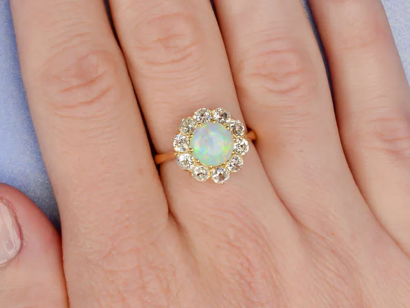 Edwardian Opulence - Opal Diamond Cluster Ring