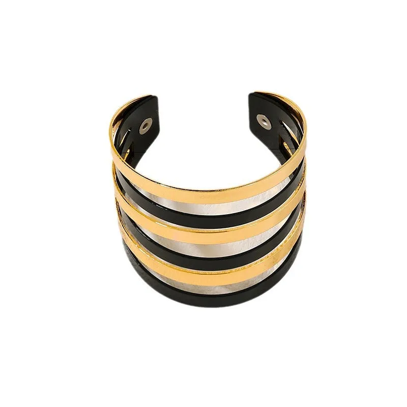 Elegant Two-Tone Metal Earrings and Bracelet Set from Planderful's Vienna Verve Collection