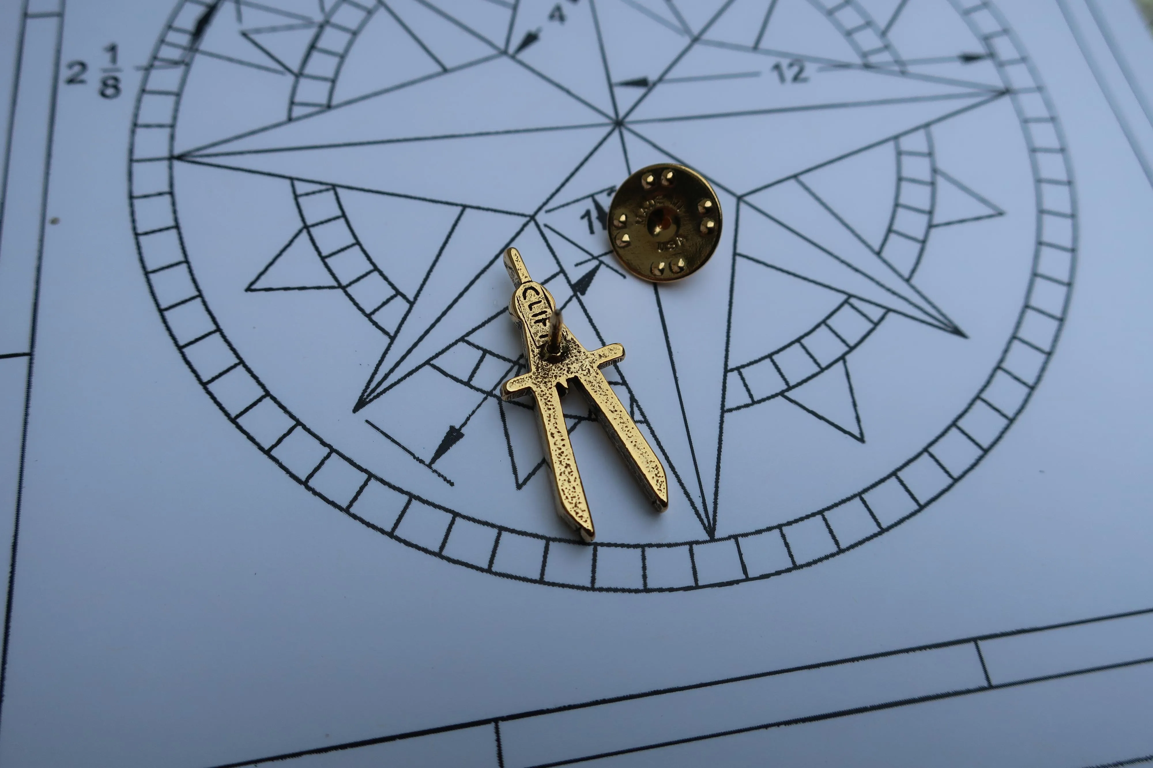 Engineering Compass Gold Lapel Pin