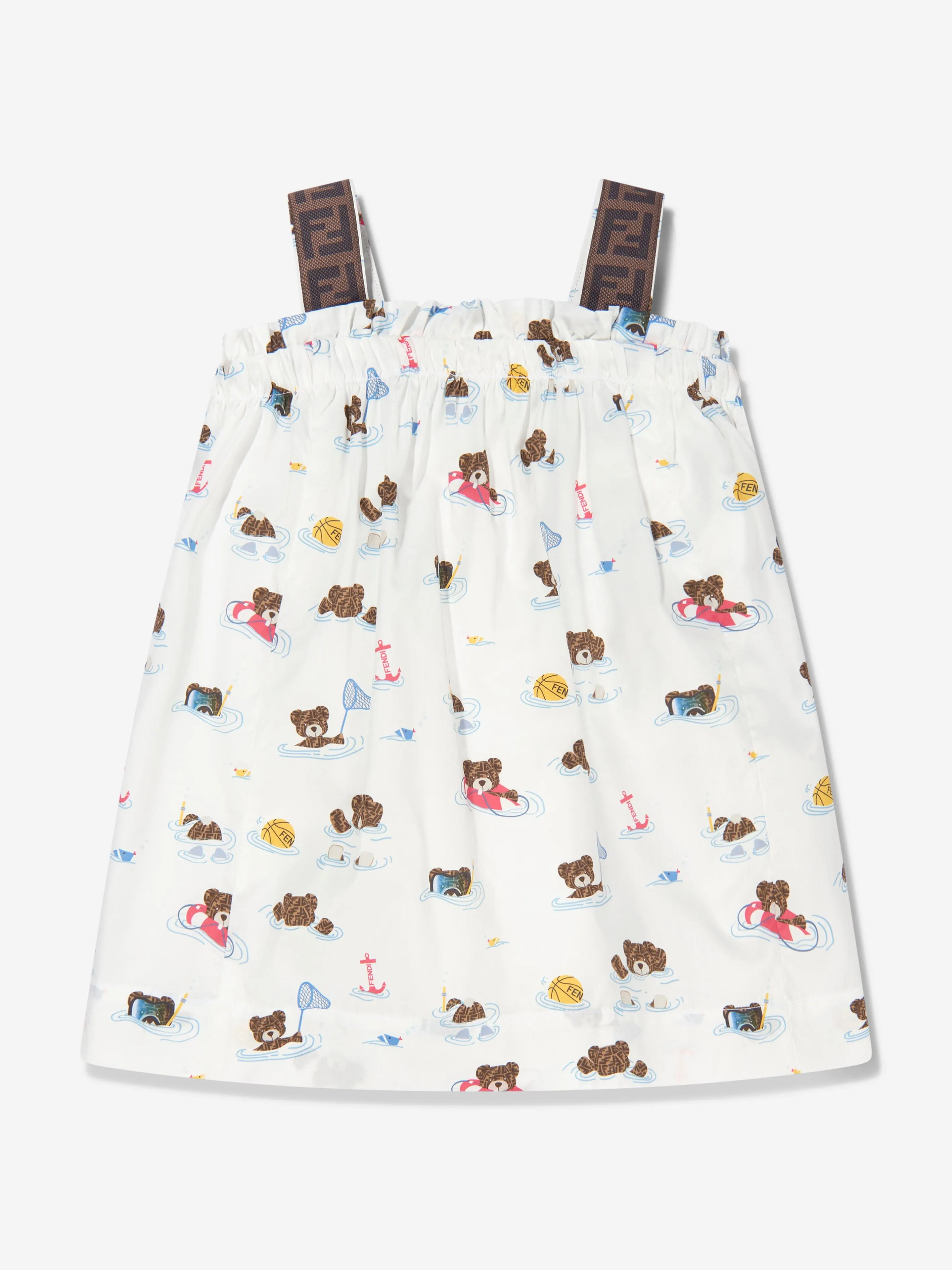 Fendi Baby Girls Bear Dress With Knickers in White