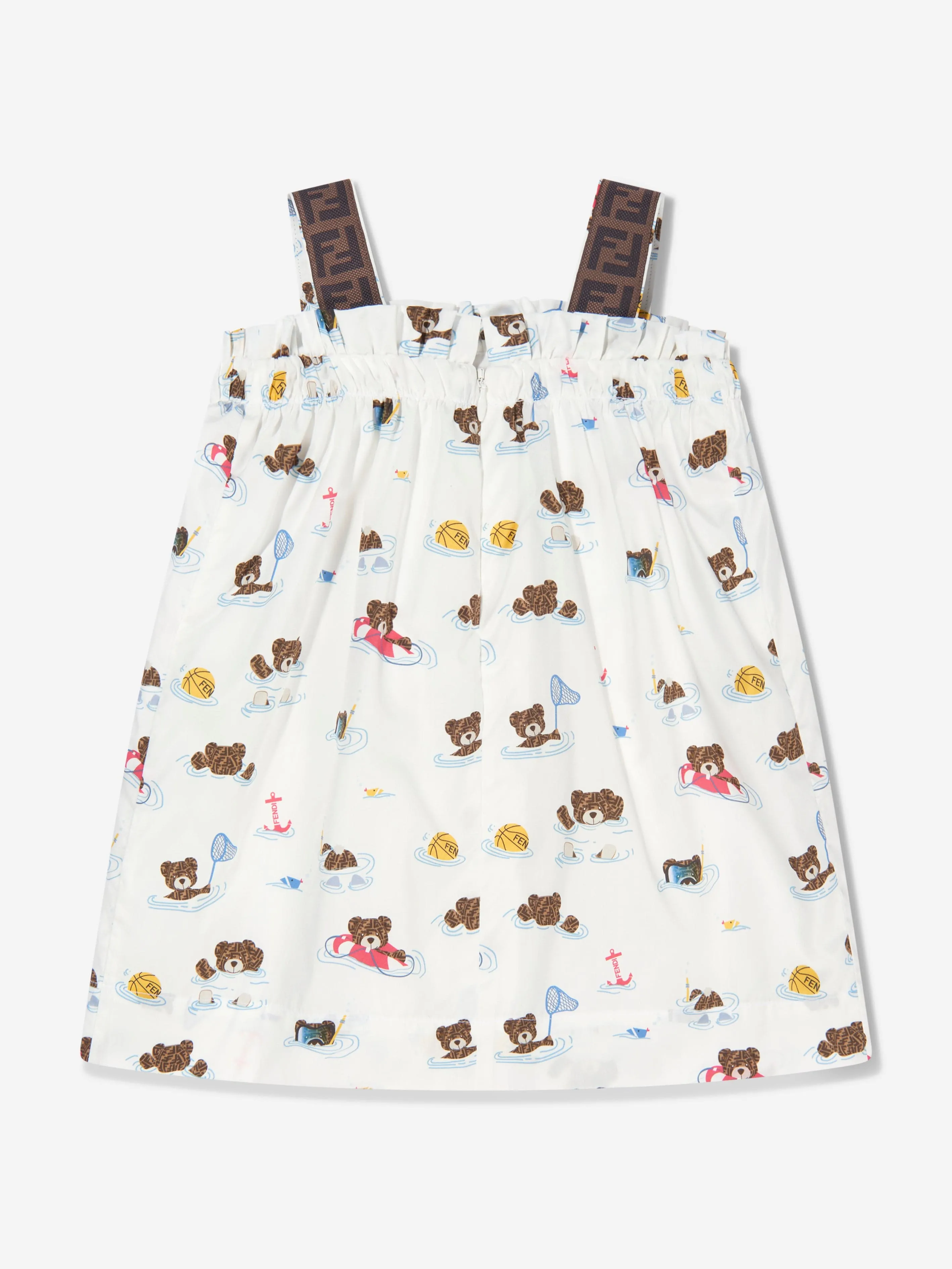 Fendi Baby Girls Bear Dress With Knickers in White