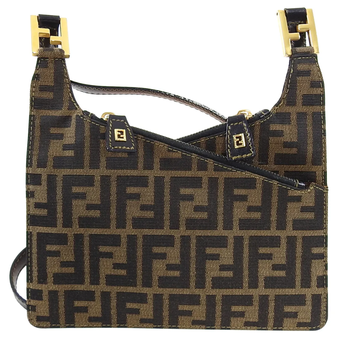 Fendi Vintage 1990's Zucca Monogram Flat Messenger Crossbody Bag