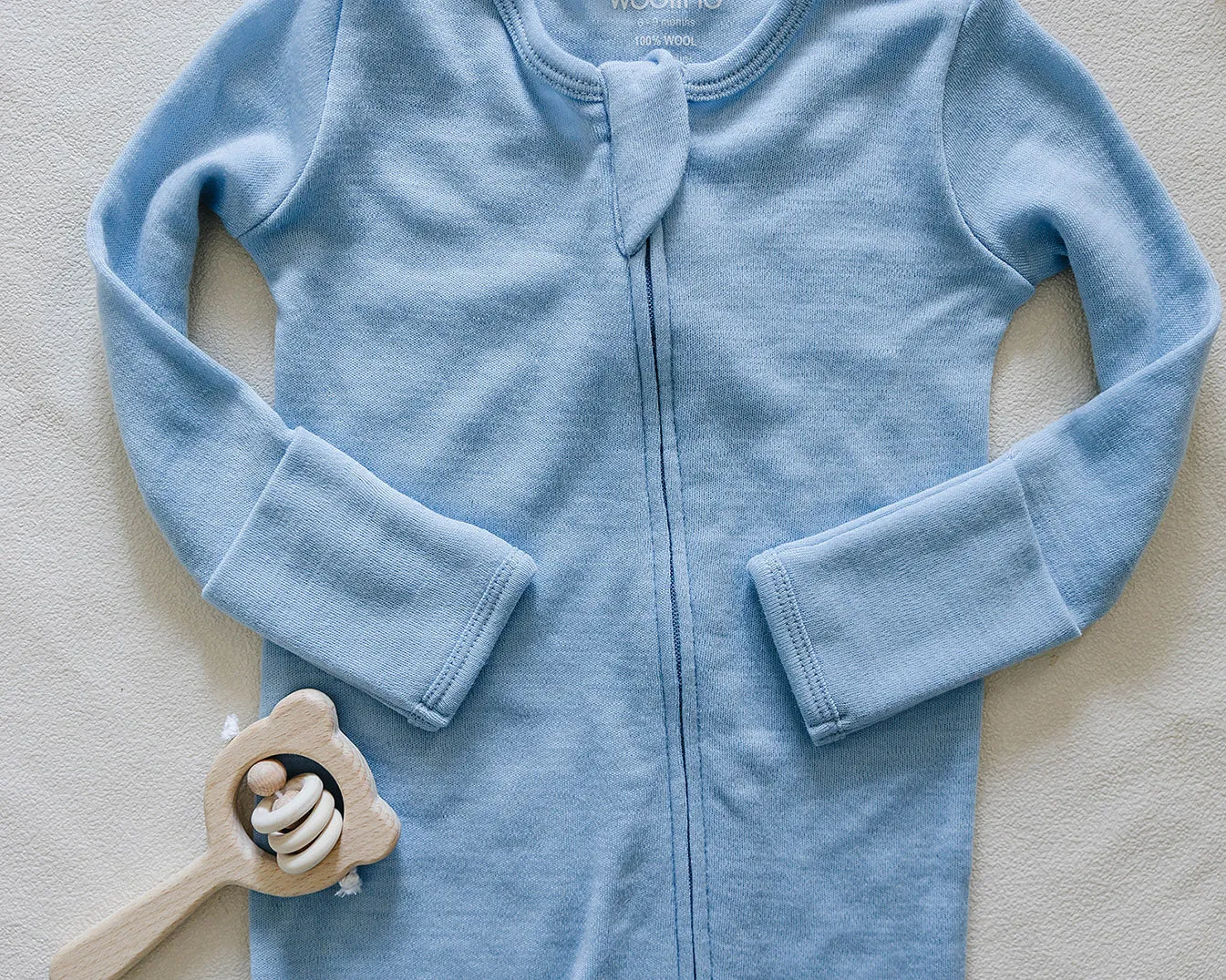 Footie Pajamas, Merino Wool, Blue