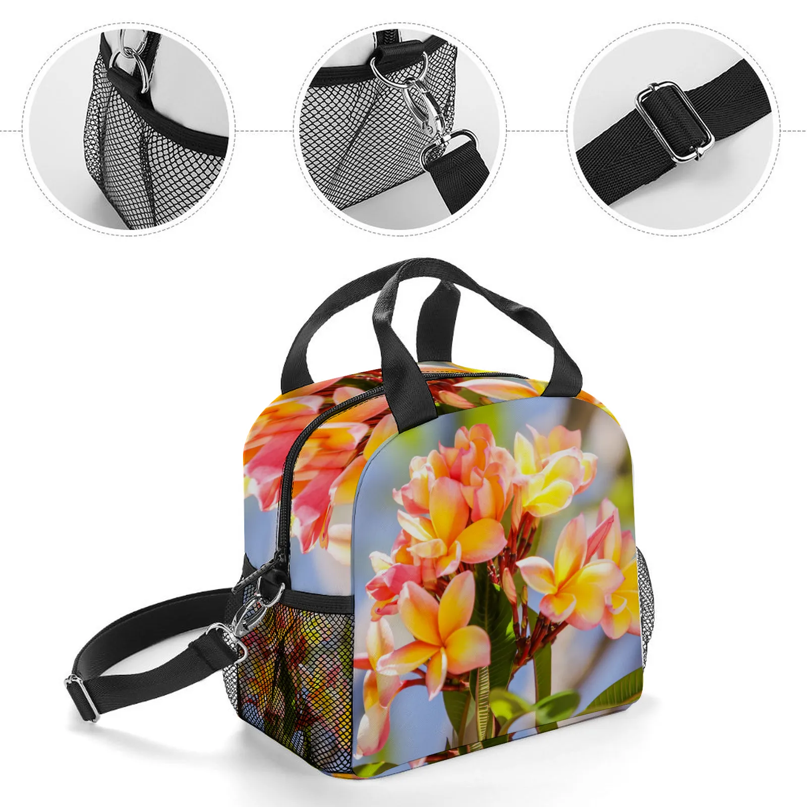 Fresh Frangipanis Lunch Bag with Handles & Shoulder Strap