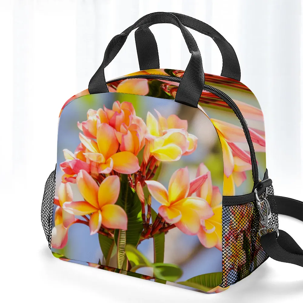 Fresh Frangipanis Lunch Bag with Handles & Shoulder Strap