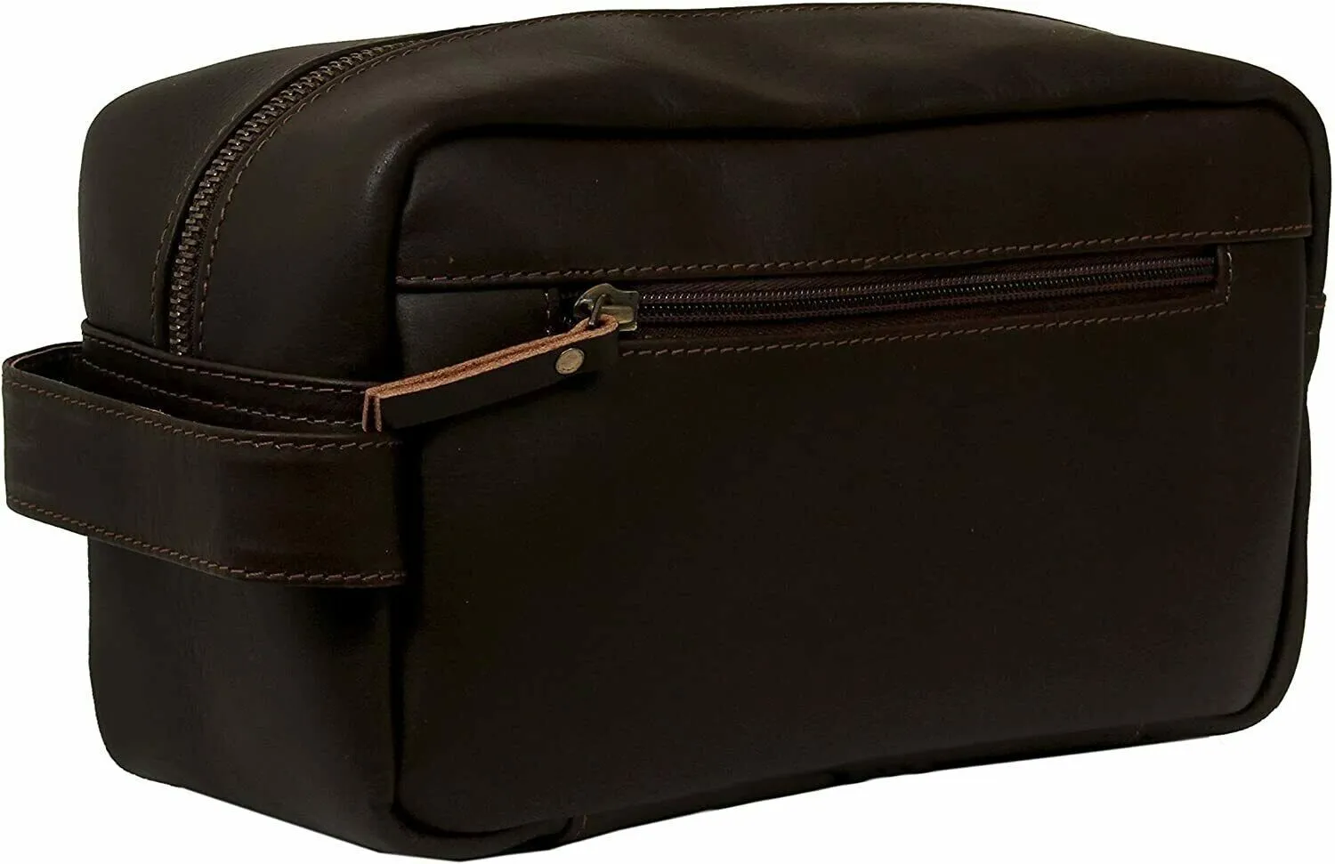 Genuine Dark Leather Men Toiletry Bag