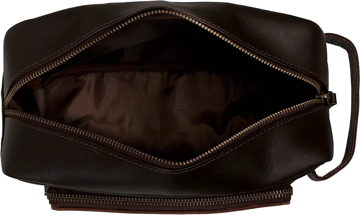 Genuine Dark Leather Men Toiletry Bag