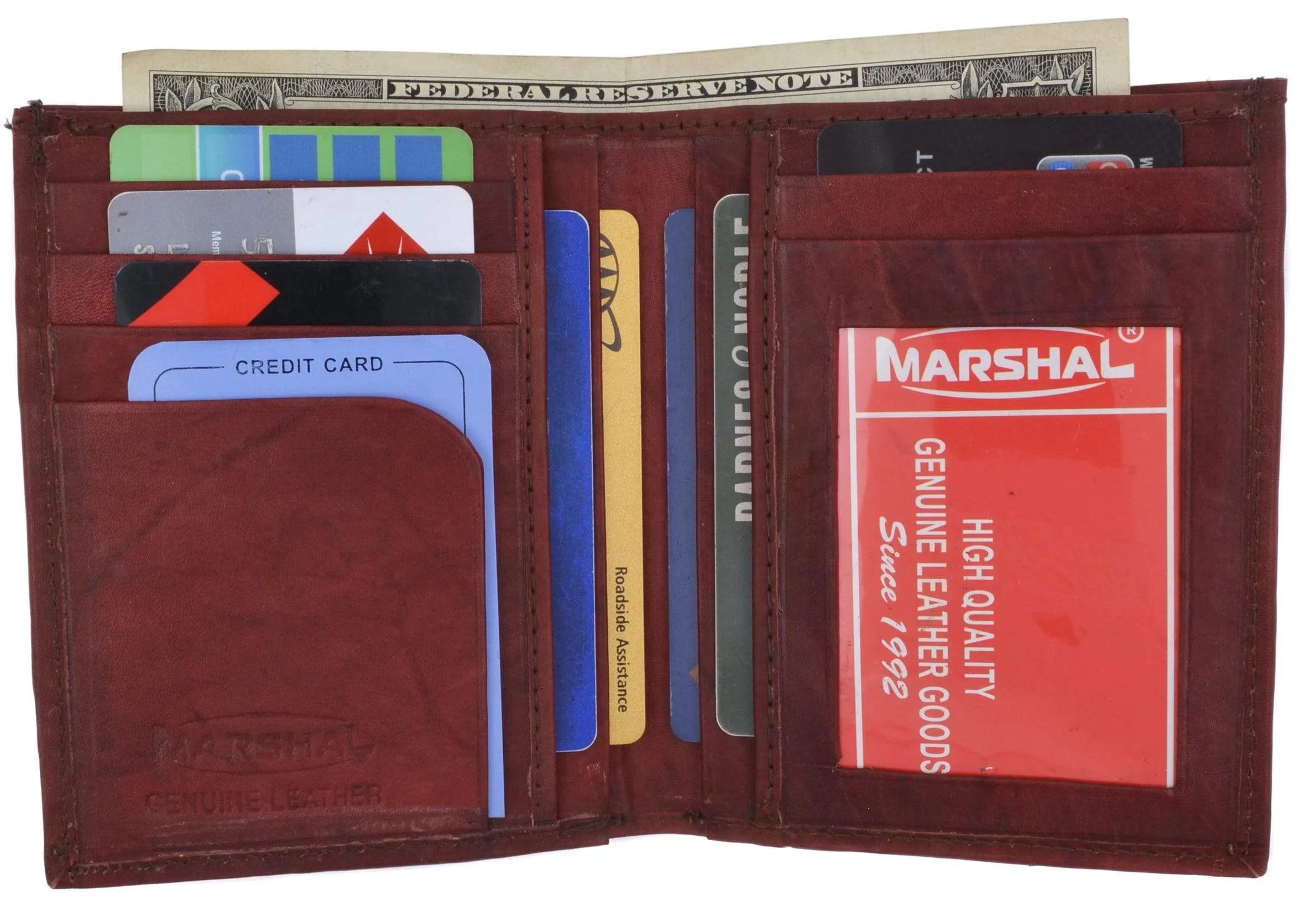 Genuine Leather Tall Bifold Card ID Holder Wallet 739 CF