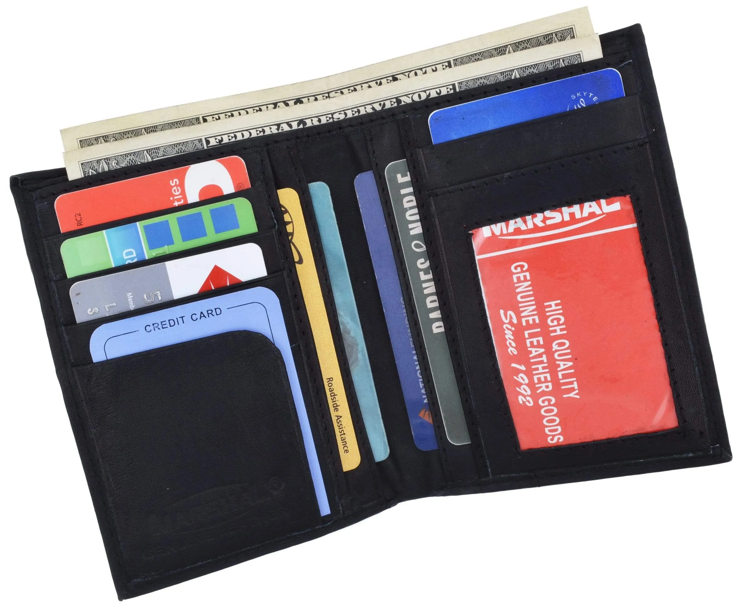 Genuine Leather Tall Bifold Card ID Holder Wallet 739 CF