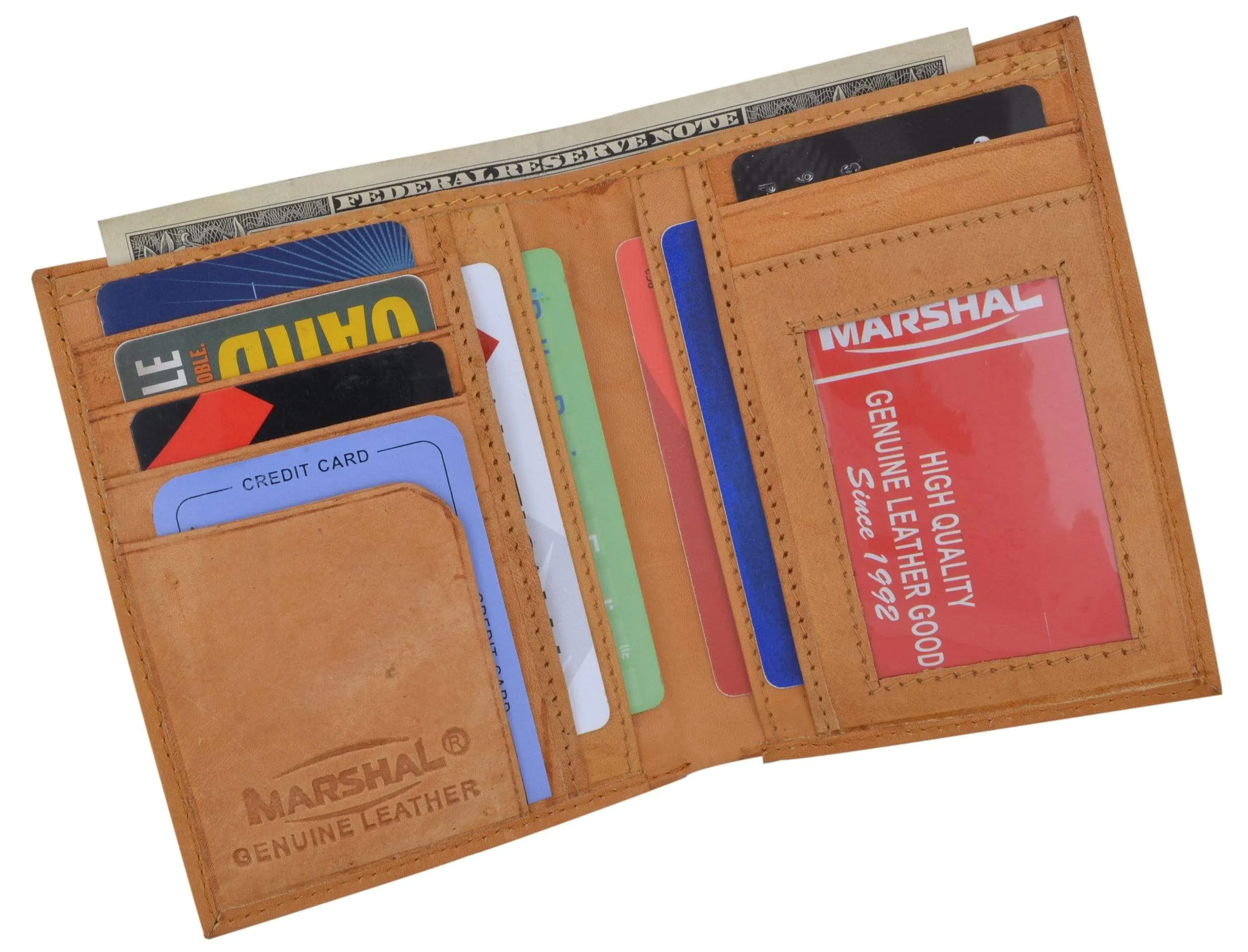 Genuine Leather Tall Bifold Card ID Holder Wallet 739 CF