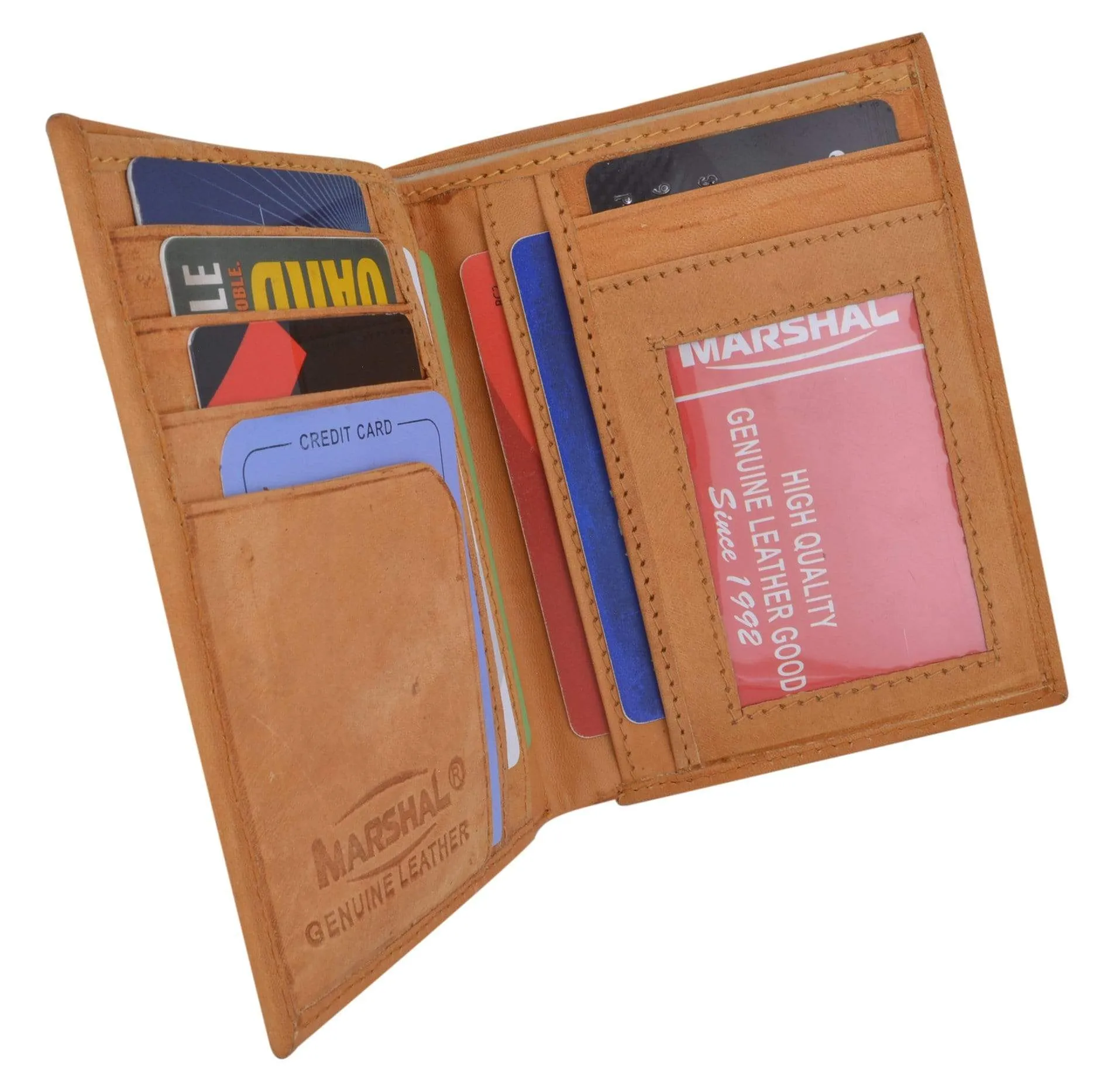 Genuine Leather Tall Bifold Card ID Holder Wallet 739 CF