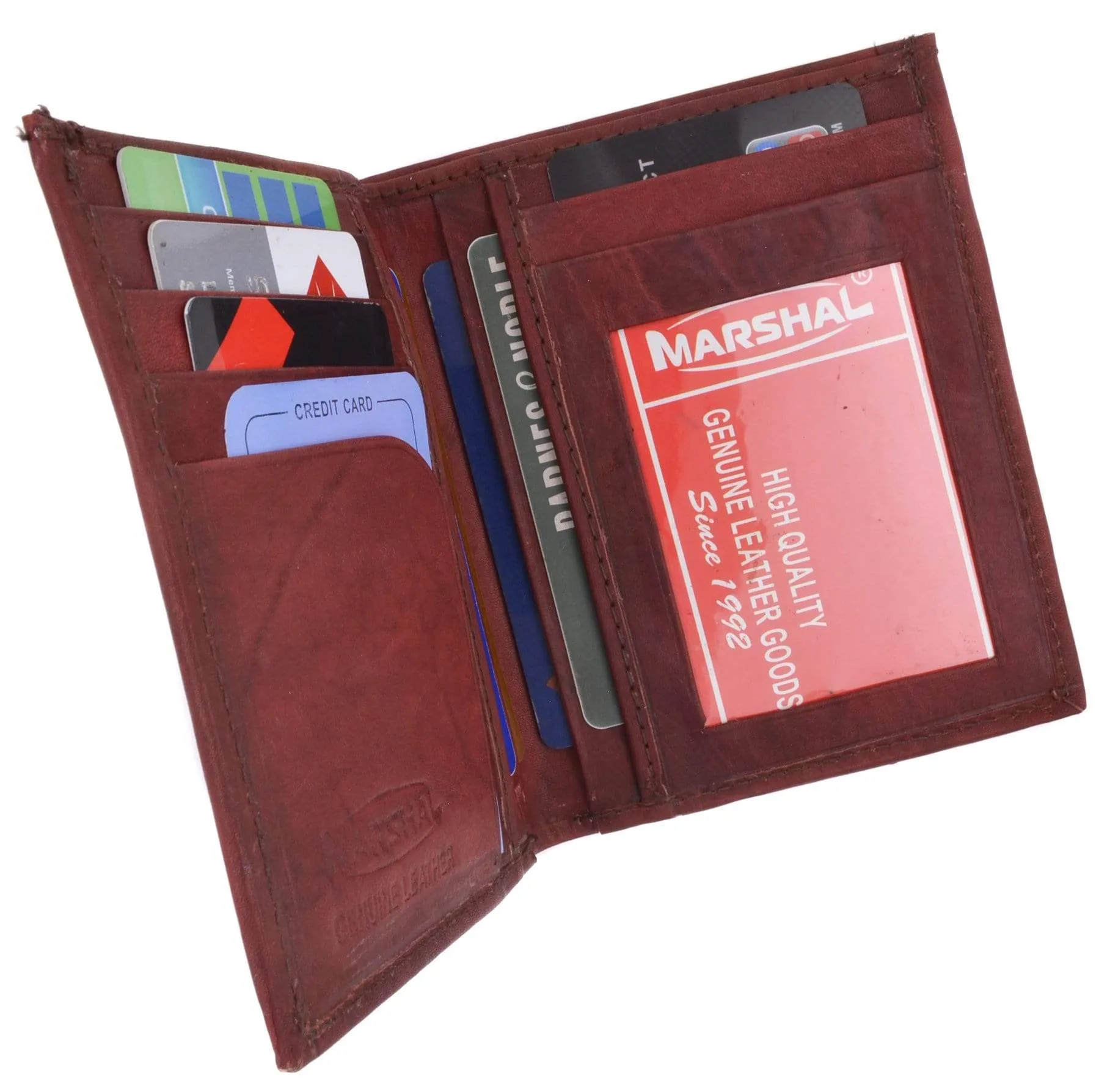 Genuine Leather Tall Bifold Card ID Holder Wallet 739 CF