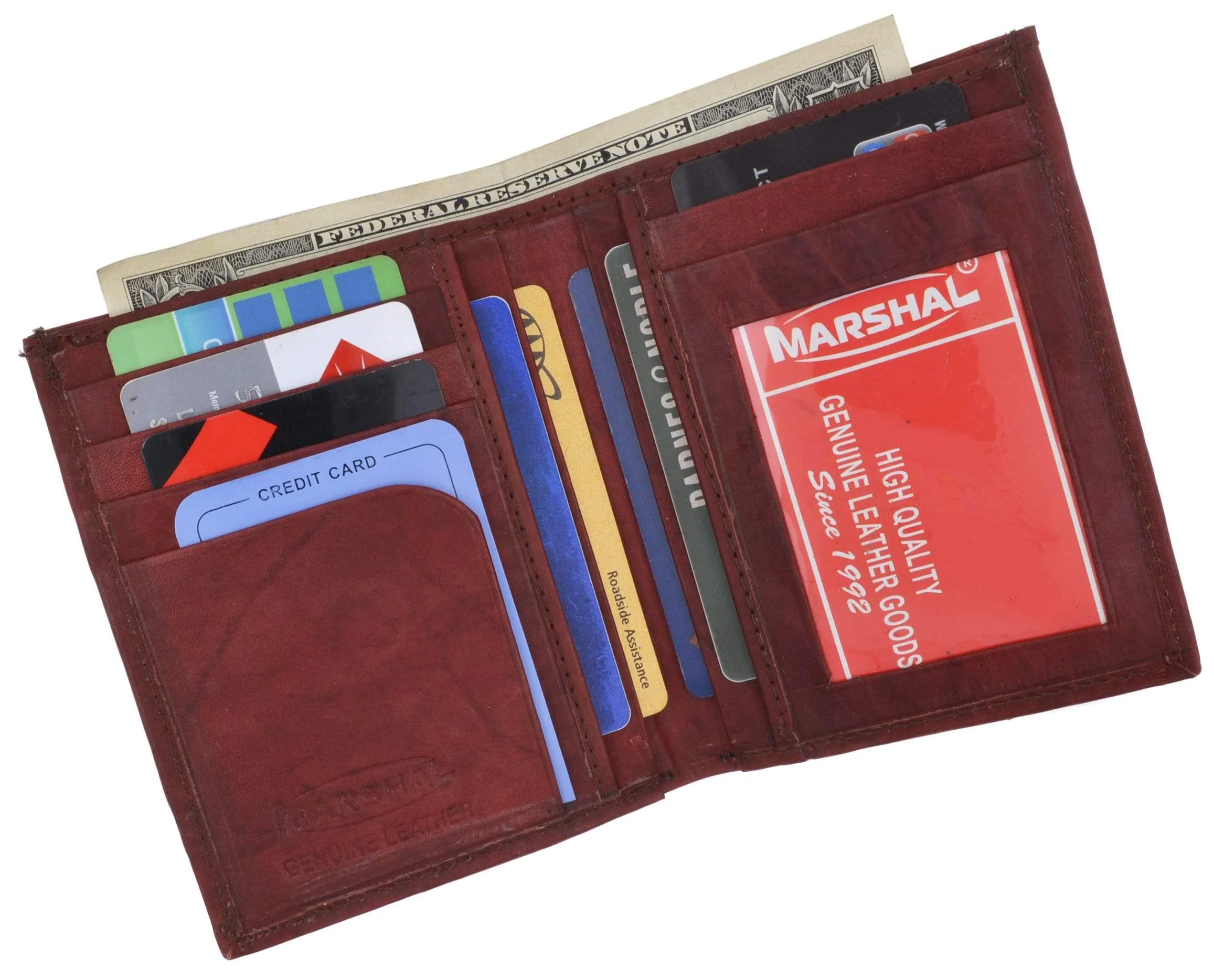 Genuine Leather Tall Bifold Card ID Holder Wallet 739 CF