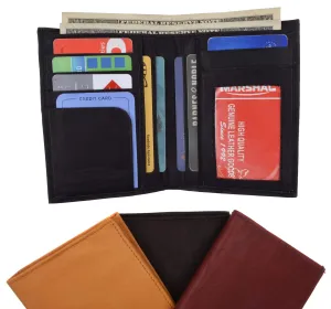 Genuine Leather Tall Bifold Card ID Holder Wallet 739 CF