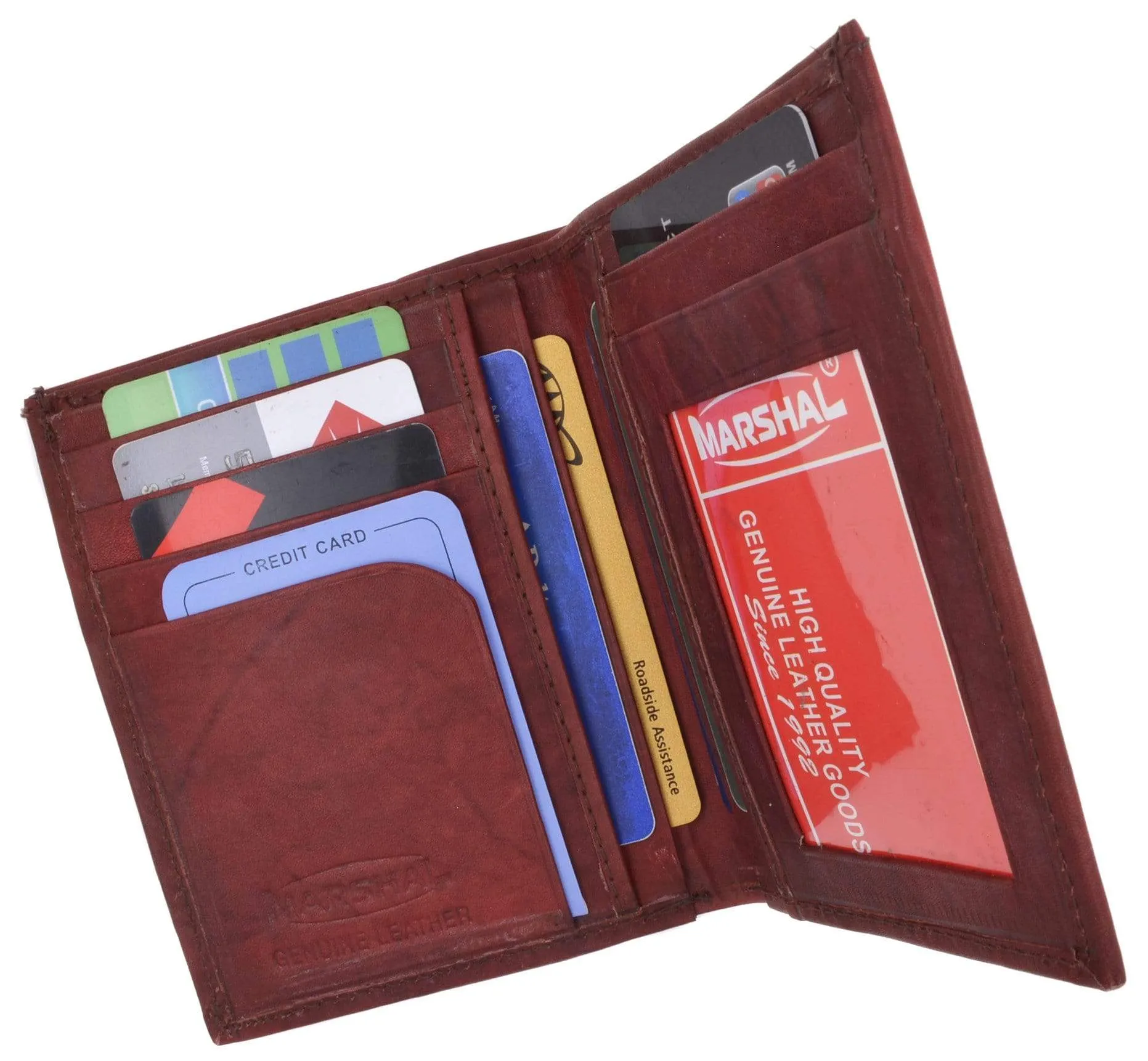 Genuine Leather Tall Bifold Card ID Holder Wallet 739 CF