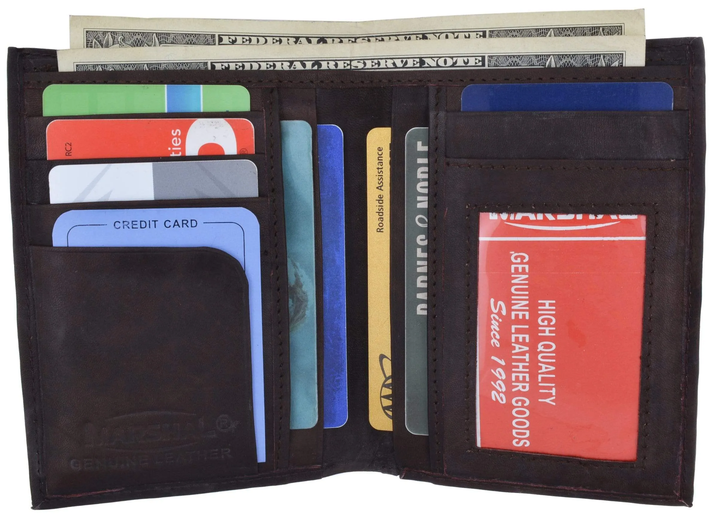 Genuine Leather Tall Bifold Card ID Holder Wallet 739 CF