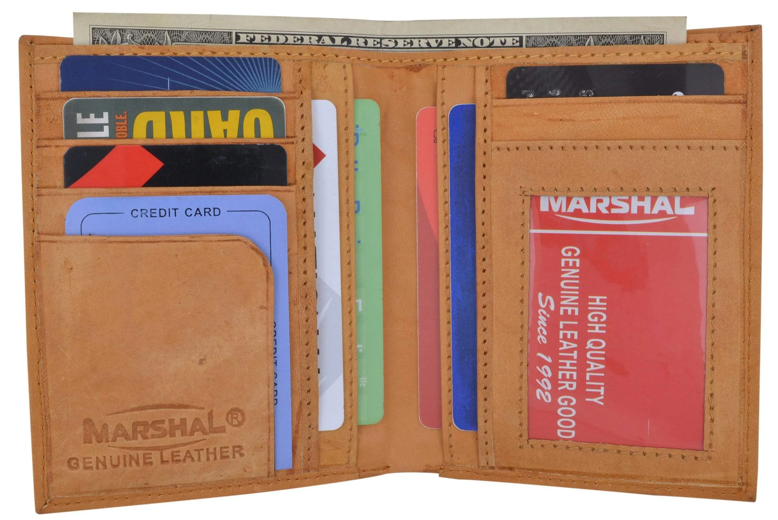 Genuine Leather Tall Bifold Card ID Holder Wallet 739 CF