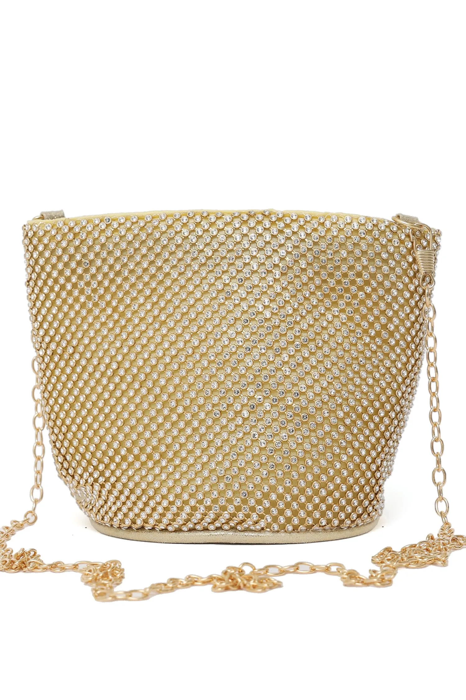 GILDED GLAM CRYSTAL BUCKET BAG-GOLD