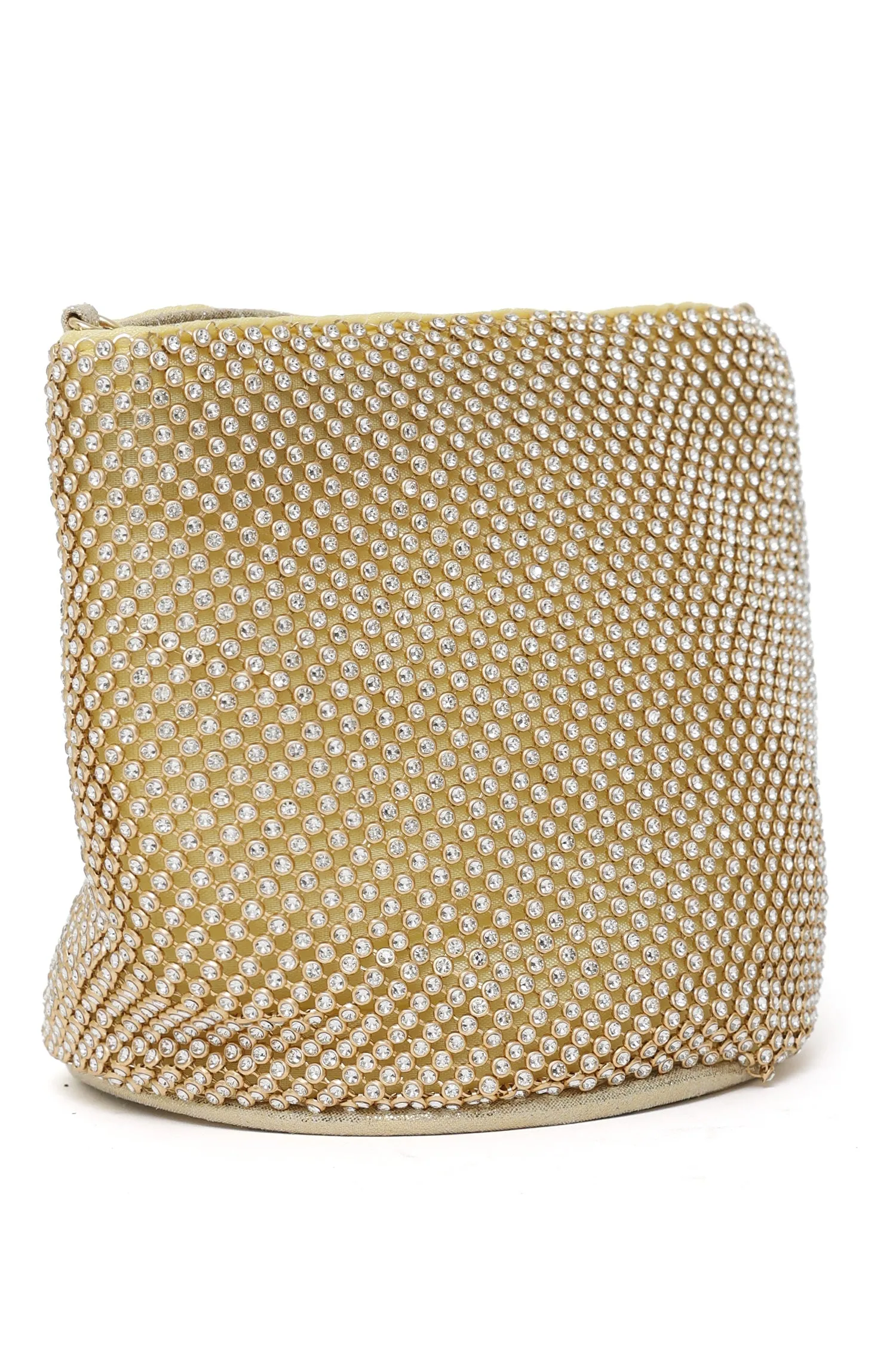 GILDED GLAM CRYSTAL BUCKET BAG-GOLD