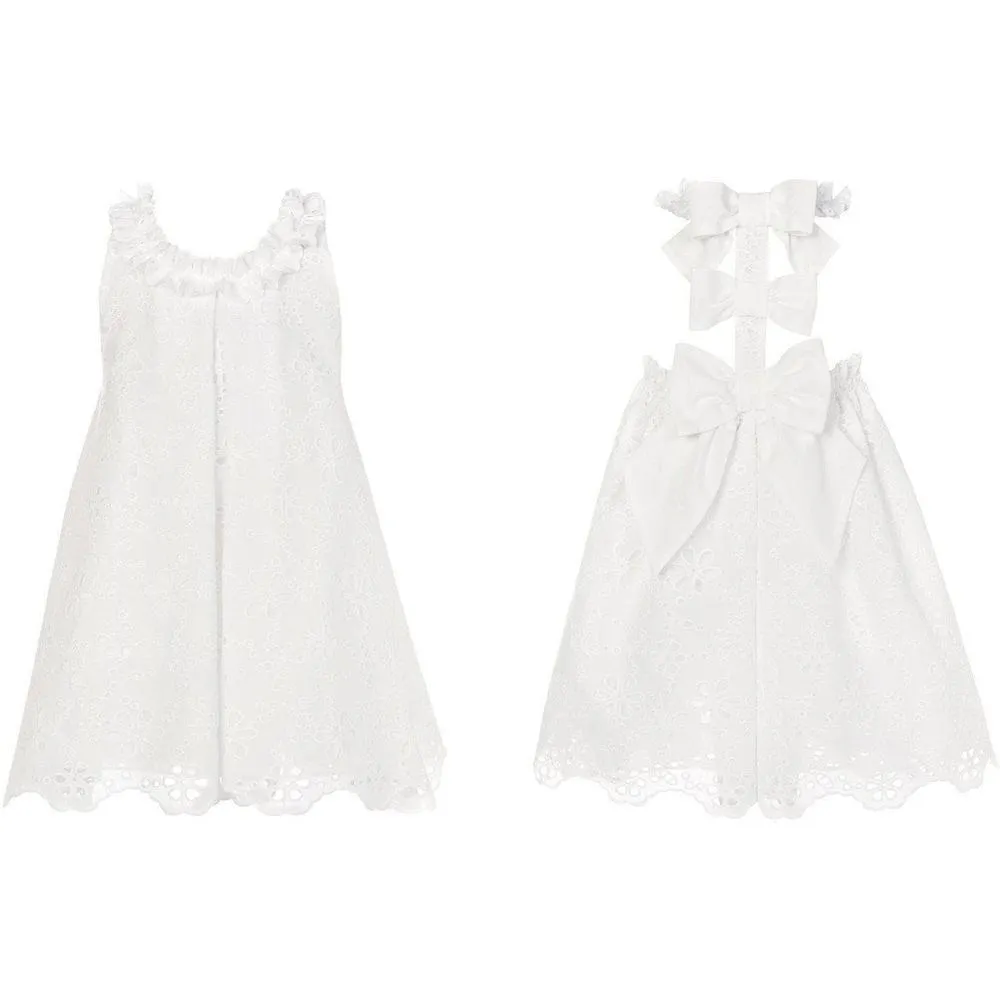 Girls White Bow Dress