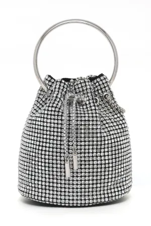 GLAM MESH RING HANDLE BAG-SILVER