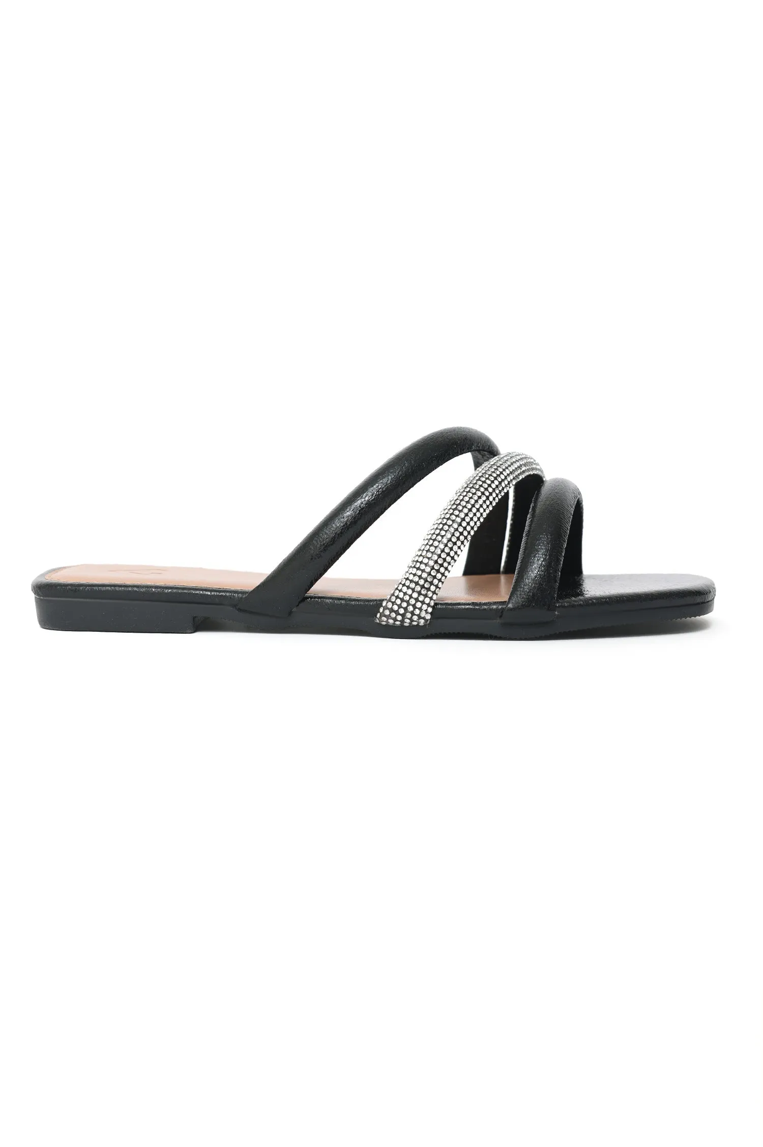 GLEAM CHIC SLIDES-BLACK