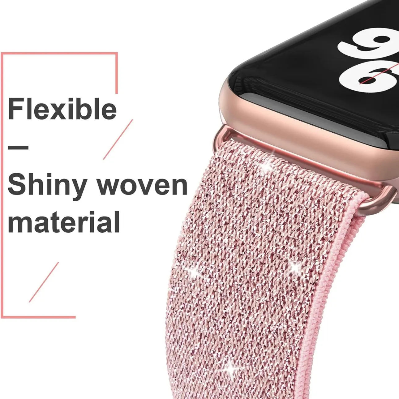 GlimmerGlitz Stretchy Nylon Elastic Loop Band For Apple Watch Multiple Colors Available