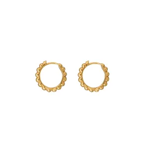 Gold Beaded Huggie Hoop Earrings