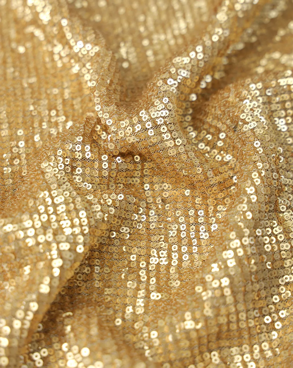 Golden Polyester Net Sequin Fabric