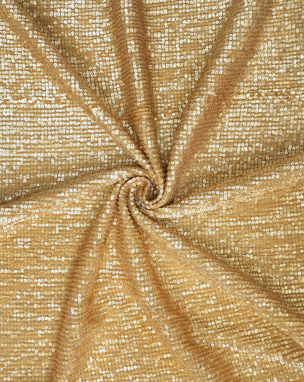 Golden Polyester Net Sequin Fabric