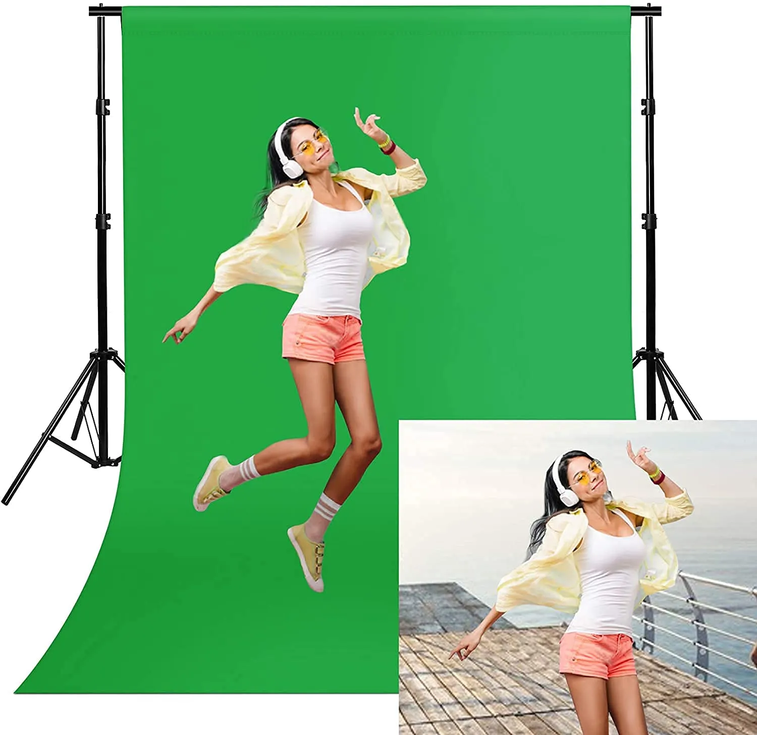 Green Screen Backdrop with Stand and Clips