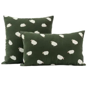 Green Sheep Pattern Pillow