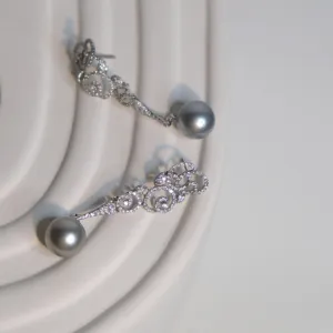 Grey Pearl Diamond Earrings