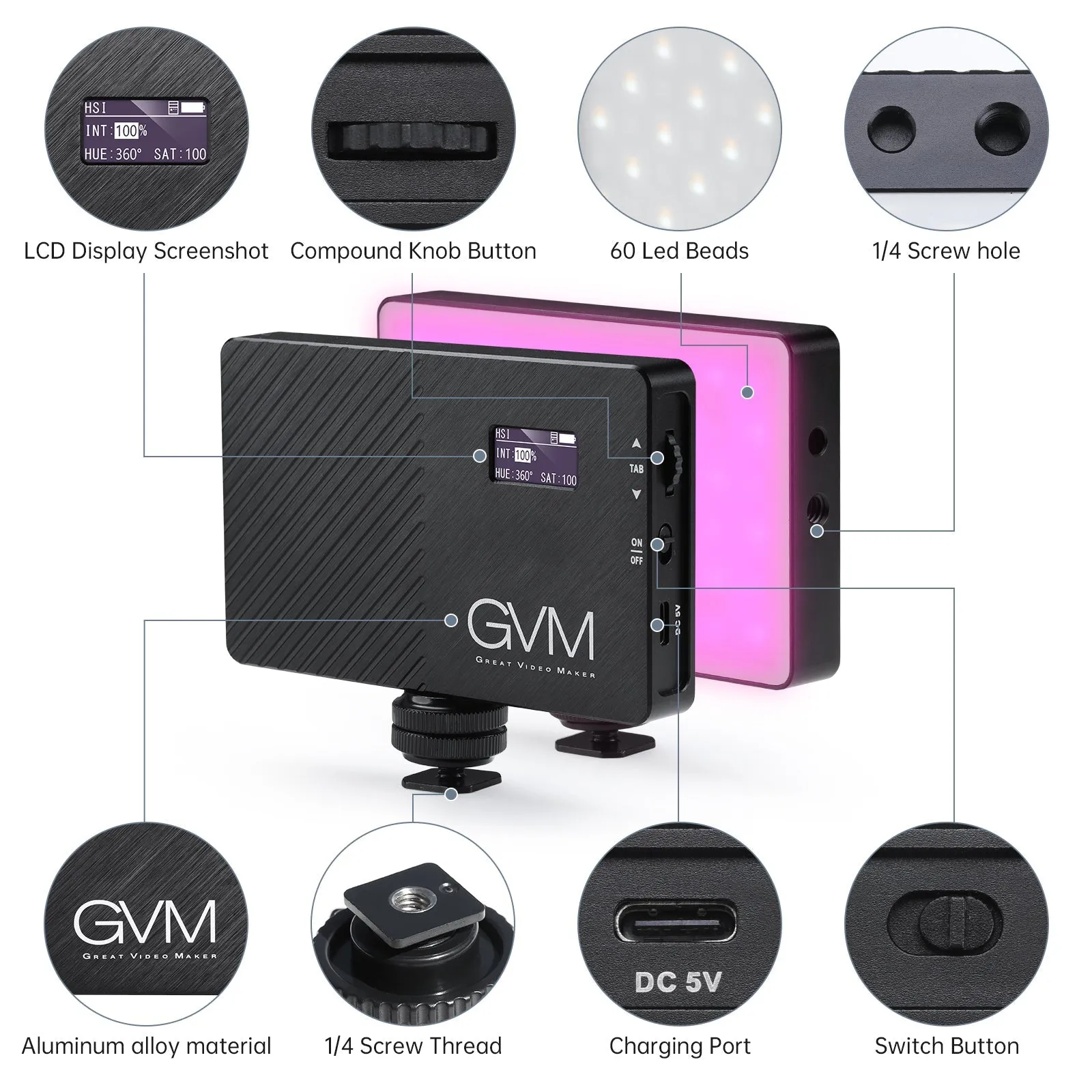 GVM 8RS RGB Full color camera light