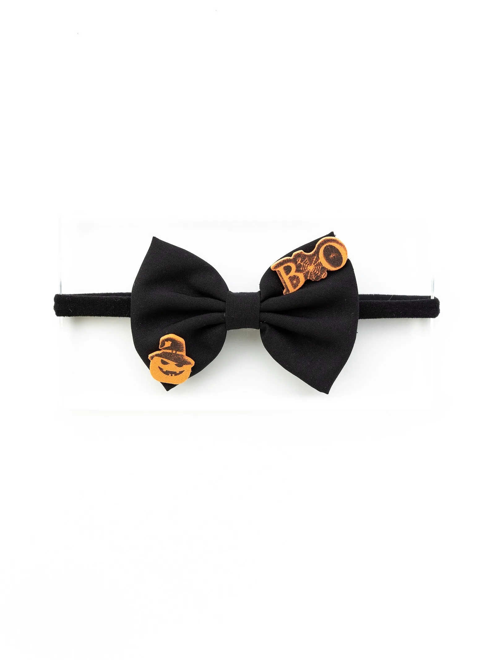 Halloween Theme Pumpkin Embellished Bow Headband - Black