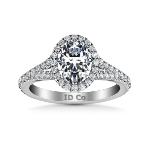 Halo Oval Diamond Engagement Ring Melody 14K White Gold