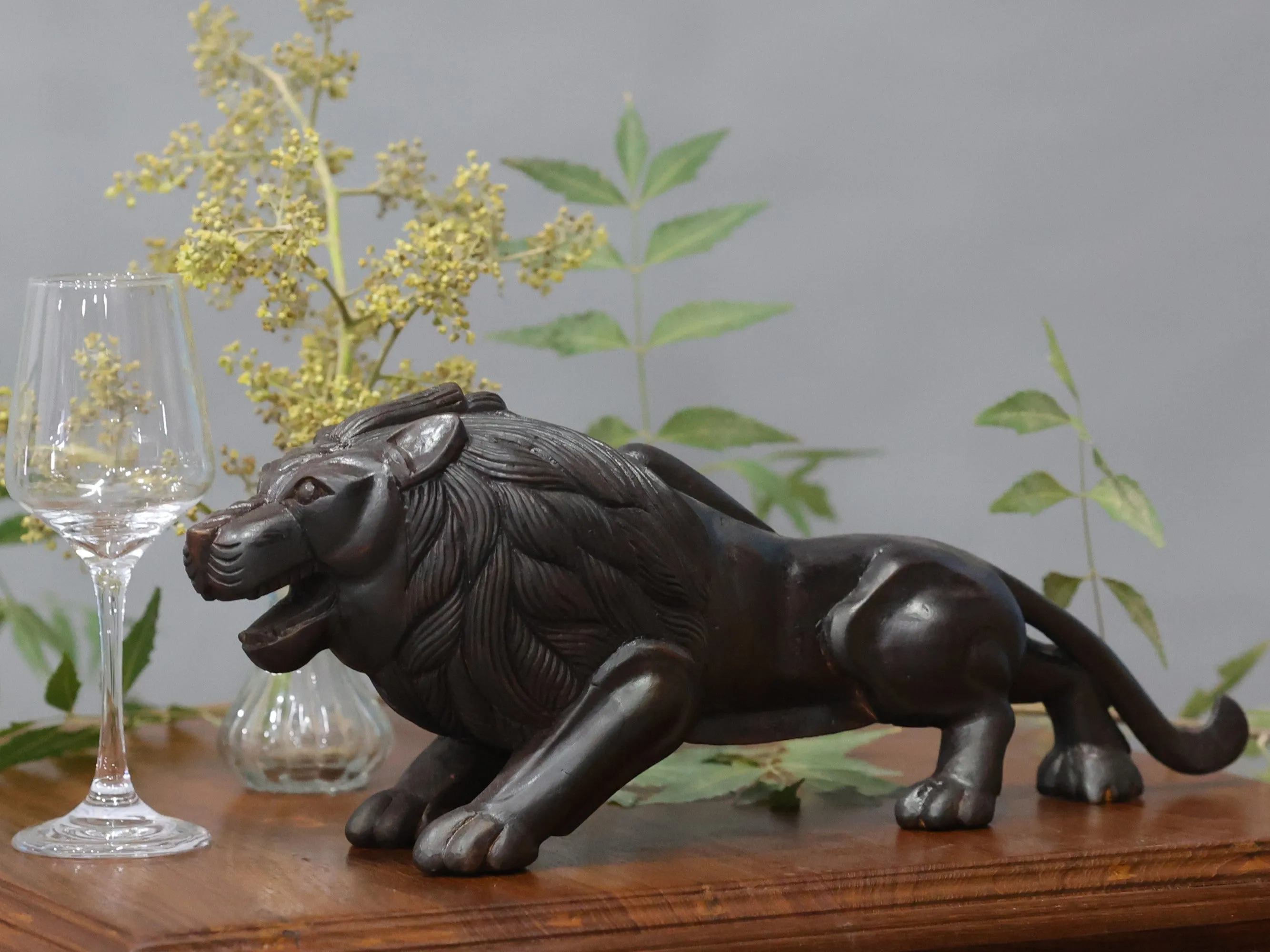 Hand Crafted Wooden Lion