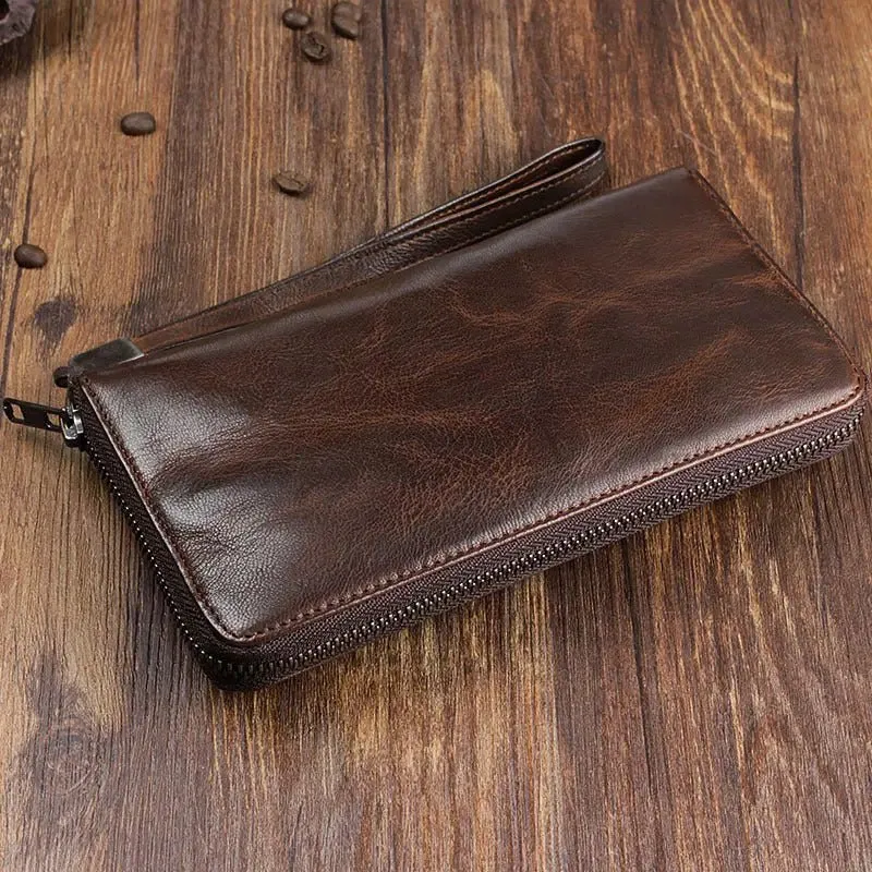 Handmade Leather Wallet for Men - Premium Sheepskin, Zipper Closure & 3 Color Options