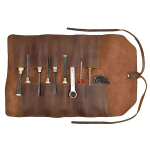 Handmade Roll Up Leather Tool Bag, 10 Slots, Brown