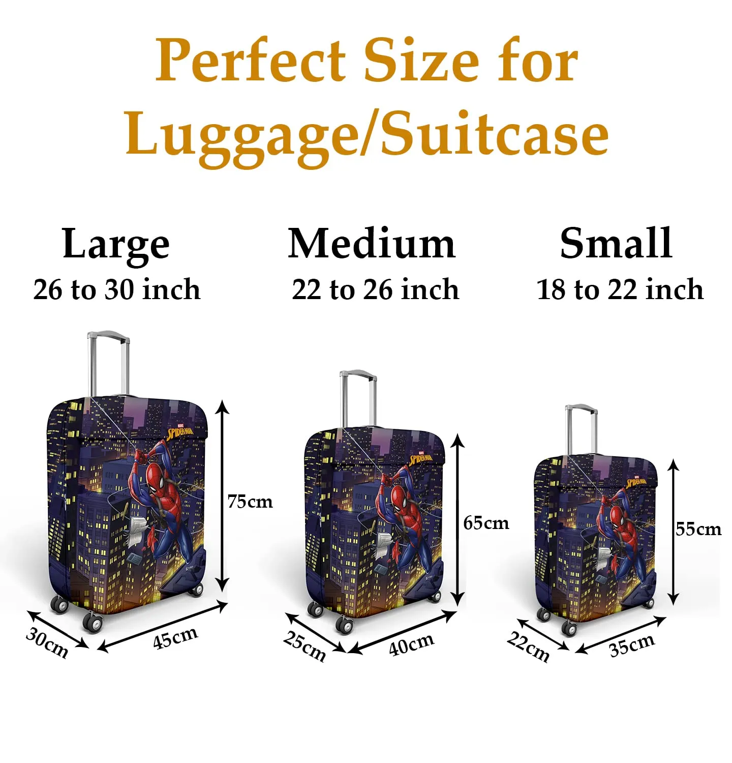 Heart Home Marvel Spiderman Luggage Cover|Polyester Travel Suitcase Cover|Washable|Stretchable Suitcase Protector|26-30 Inch|Large (Multicolor)