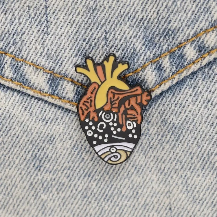 Heart with pattern enamel pin