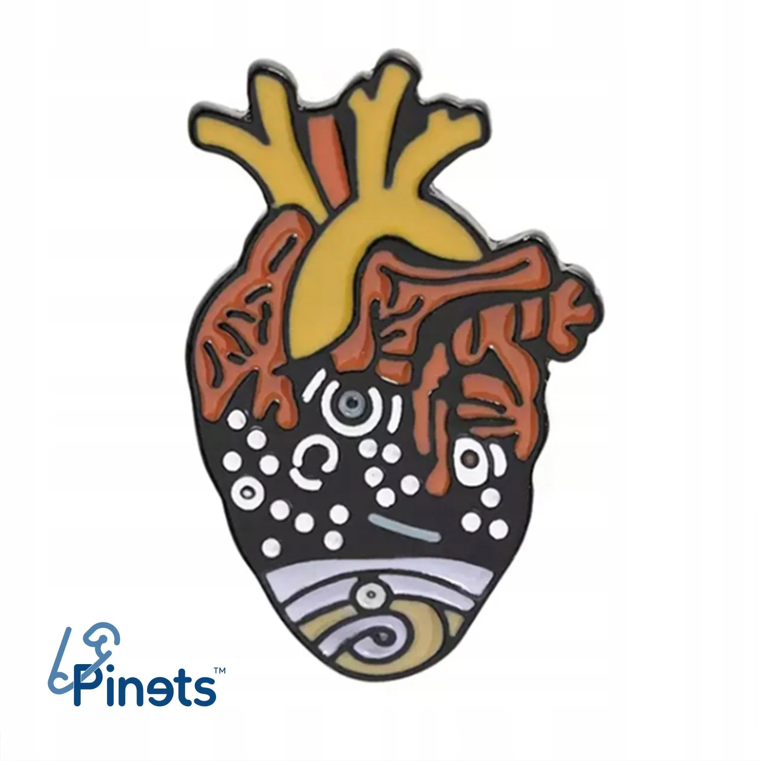 Heart with pattern enamel pin