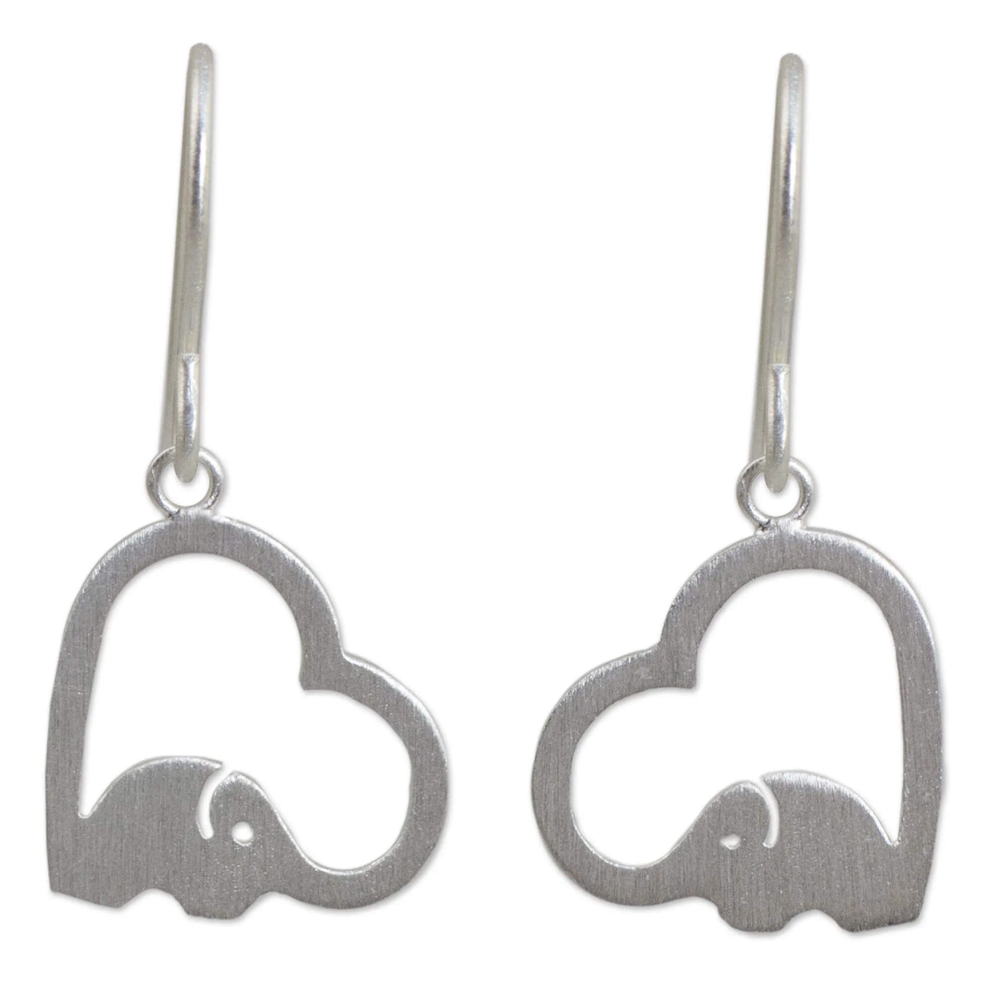 Heartfelt Elephants Sterling Silver Dangle Earrings