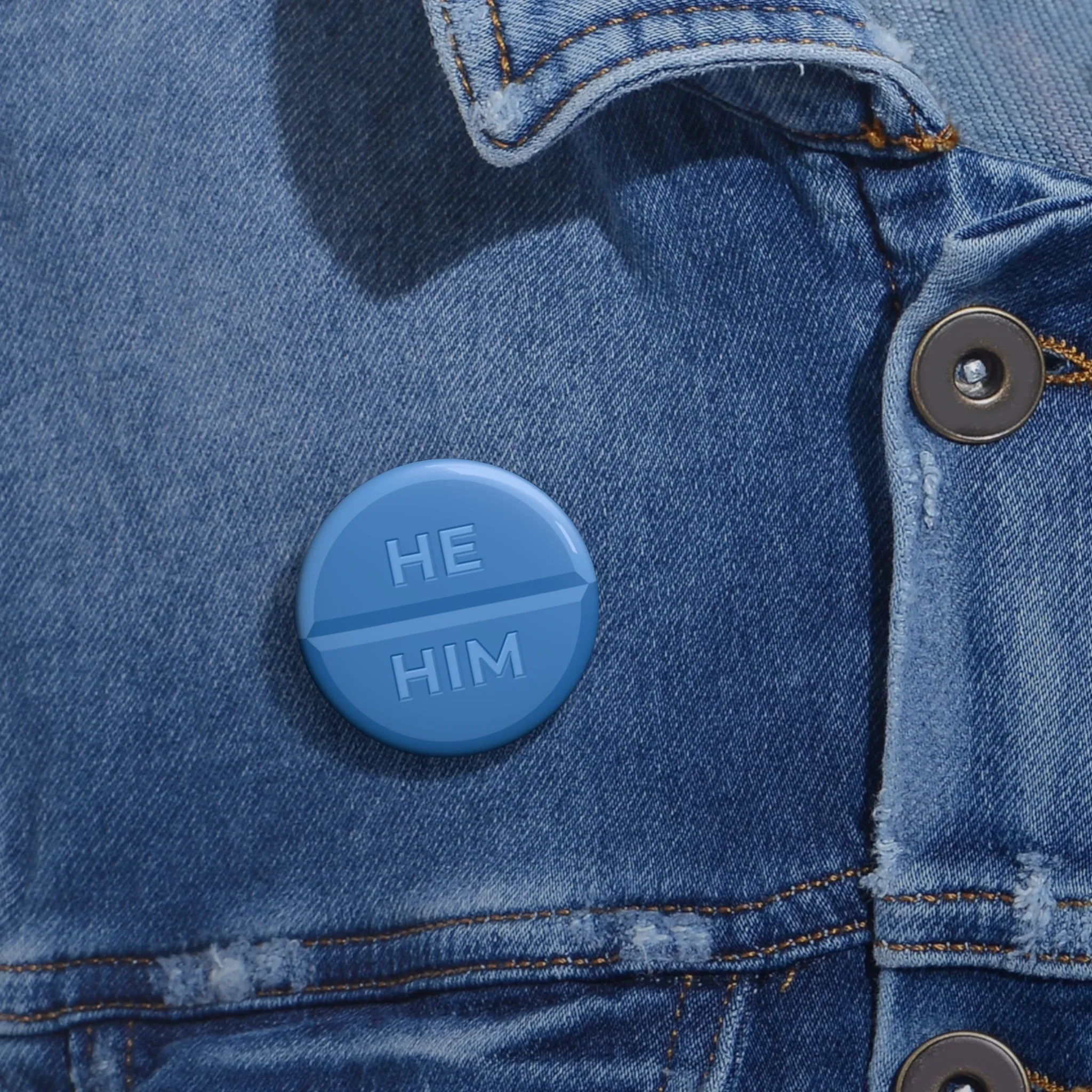 He/Him Pronoun Pin Button - Medicine Tablet - Lanyard - Coat - Scrubs - Hospital / Pharmacy