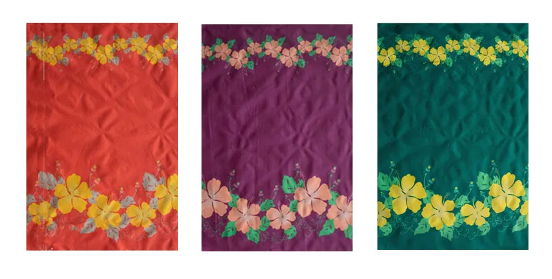 Hibiscus Double Border Fabric | Polyester