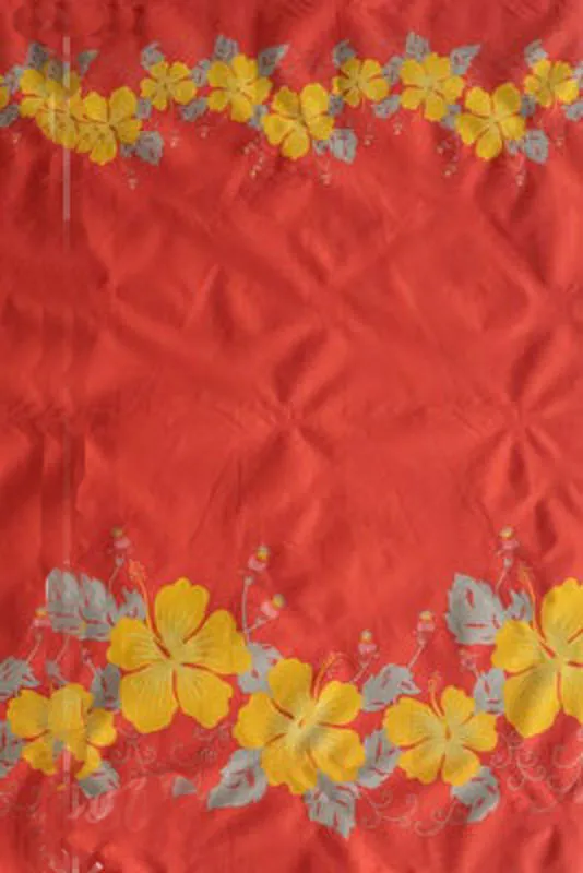 Hibiscus Double Border Fabric | Polyester